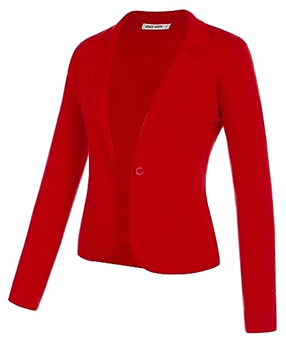 Red Cropped Blazer Jacket for Women