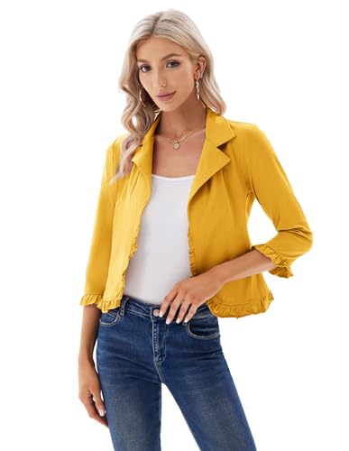 Grace Karin Women's Yellow Casual Blazer Jacket