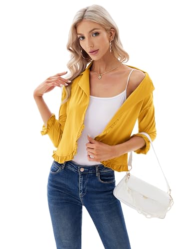 Grace Karin Women's Yellow Casual Blazer Jacket