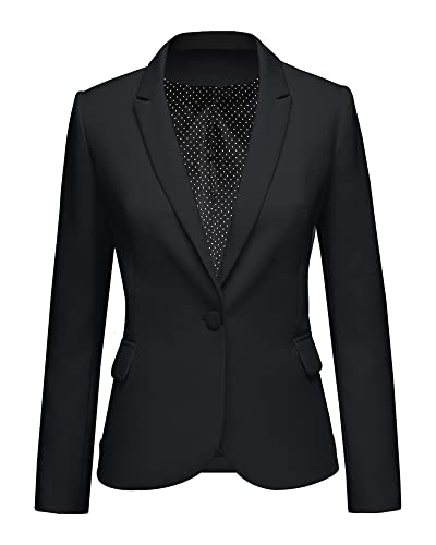 Women's Black Notched Lapel Blazer Jacket