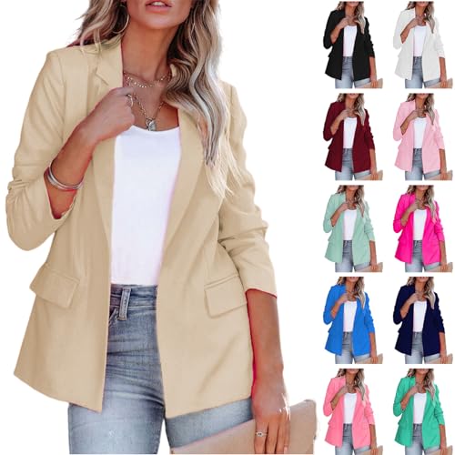 Women's Lightweight Ruched Sleeve Blazer Jacket
