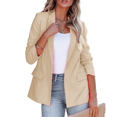 Women's Lightweight Ruched Sleeve Blazer Jacket