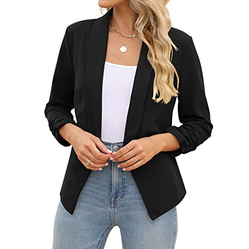 Black Women's Open Front Blazer Jacket