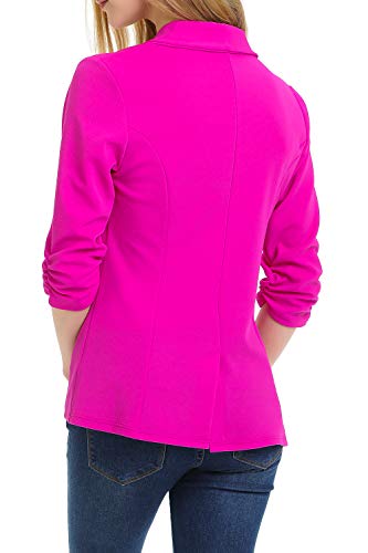MINEFREE Women's Lightweight Ruched Sleeve Blazer Jacket