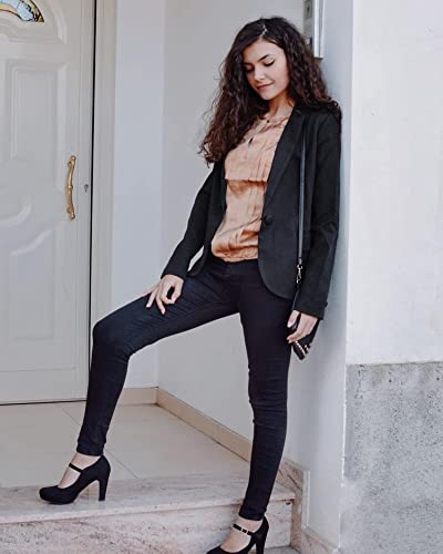 Women's Black Notched Lapel Blazer Jacket
