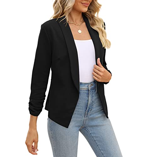 Black Women's Open Front Blazer Jacket
