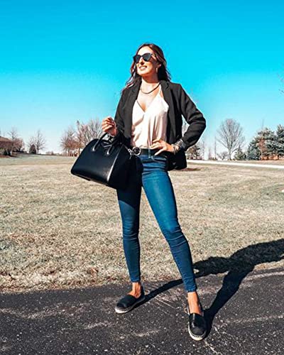 Women's Black Notched Lapel Blazer Jacket