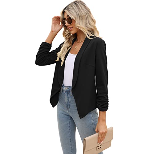 Black Women's Open Front Blazer Jacket