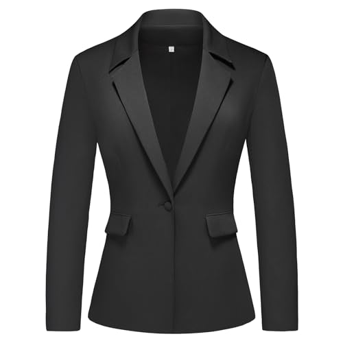 Women's Long Sleeve Casual Blazer Jacket - Black