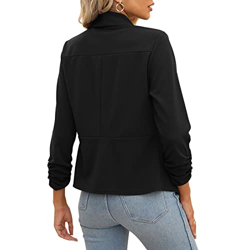 Black Women's Open Front Blazer Jacket