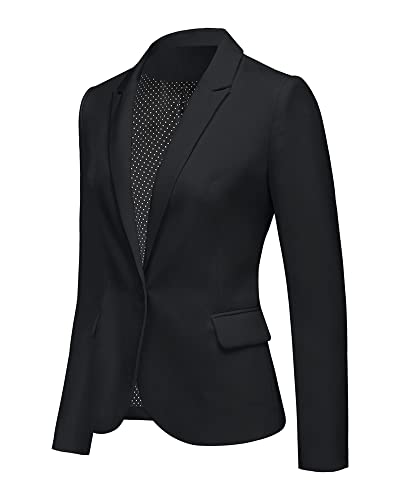 Women's Black Notched Lapel Blazer Jacket