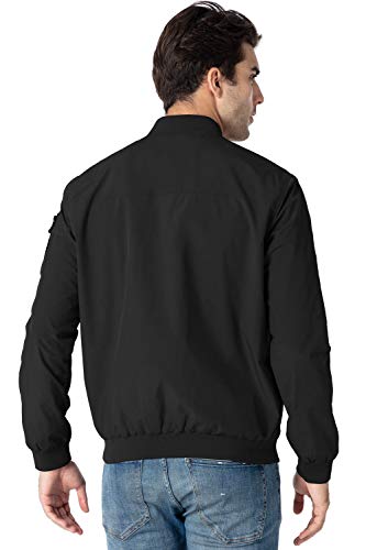 Rdruko Men's Lightweight Black Bomber Jacket