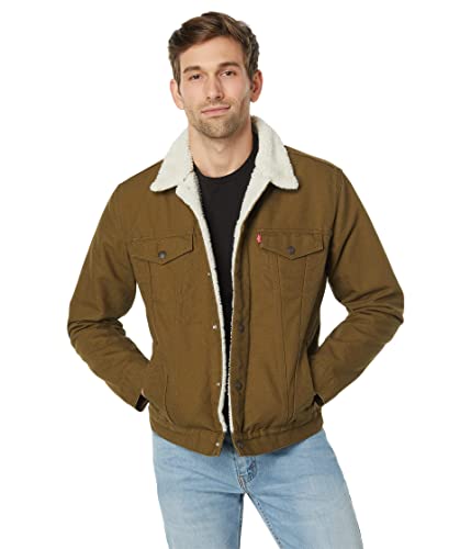 Levi's Men's Dark Olive Sherpa Trucker Jacket