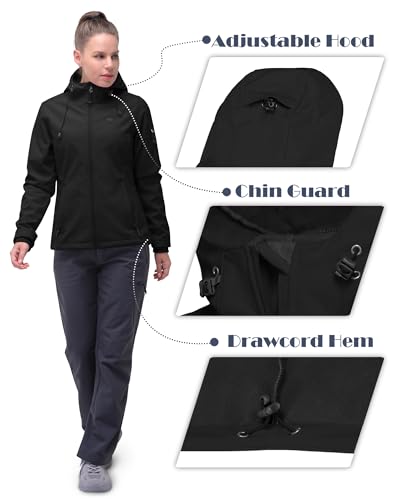 Women's Fleece-Lined Softshell Hooded Hiking Jacket