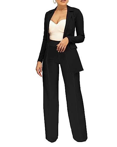 Women's Lightweight Open Front Blazer Jacket - Black