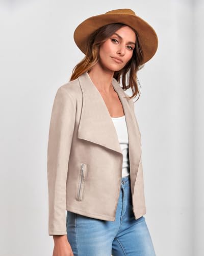Trendy Faux Suede Cropped Jacket for Women