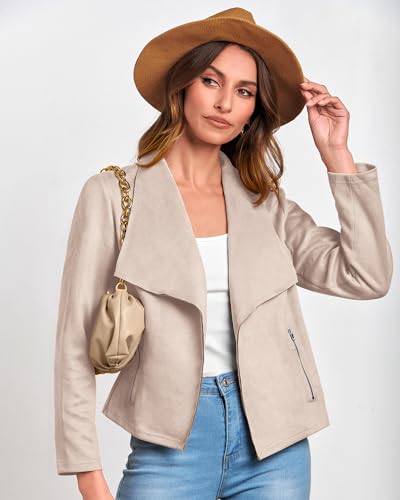 Trendy Faux Suede Cropped Jacket for Women