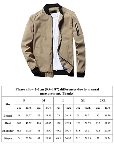 Lavnis Men's Lightweight Khaki Bomber Jacket