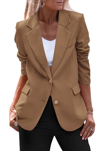 Trendy Women's Long Sleeve Business Blazer - Khaki