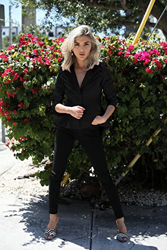 Women’s Double Notch Lapel Blazer - Black Medium