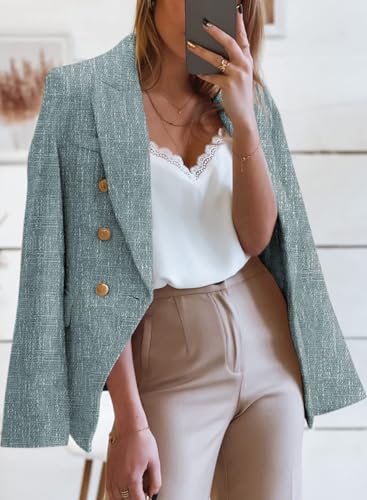 Chic Women's Double-Breasted Tweed Blazer Jacket