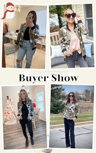 Lightweight Camouflage Zip-Up Bomber Jacket for Women