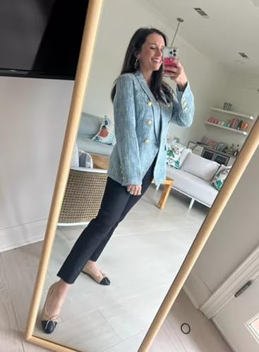 Chic Women's Double-Breasted Tweed Blazer Jacket