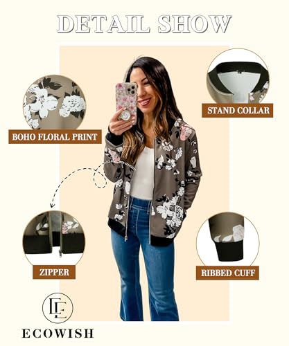 Lightweight Camouflage Zip-Up Bomber Jacket for Women