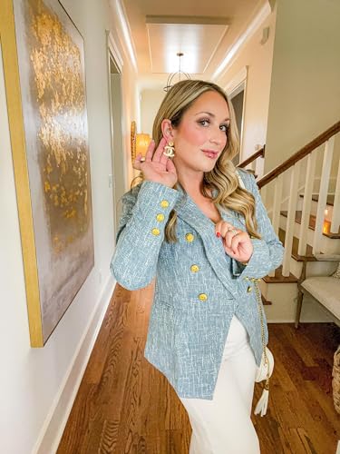 Chic Women's Double-Breasted Tweed Blazer Jacket