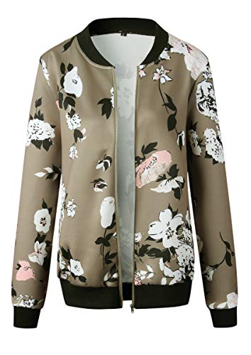 Lightweight Camouflage Zip-Up Bomber Jacket for Women
