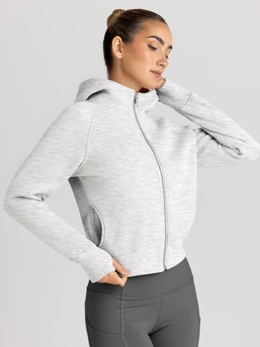 Trendy Women's Cropped Zip-Up Hoodies - Grey