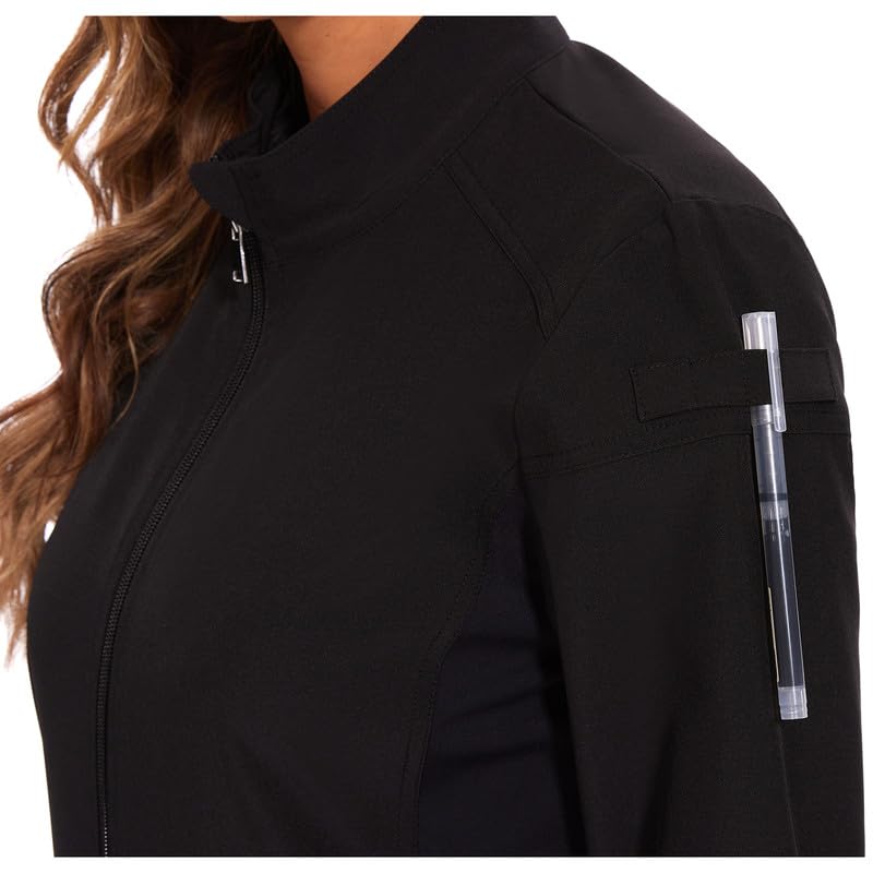 CozyFit Women's Zip Front Scrub Jacket - Black