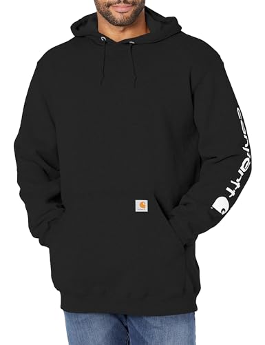 Carhartt Men's Black Logo Sleeve Sweatshirt - Large