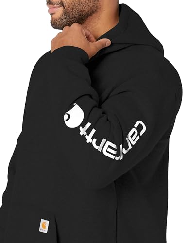 Carhartt Men's Black Logo Sleeve Sweatshirt - Large