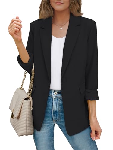 Plus Size Black Blazer for Business Casual Wear