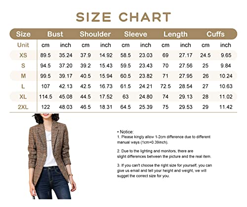 Women's Houndstooth Plaid Boyfriend Blazer Coat
