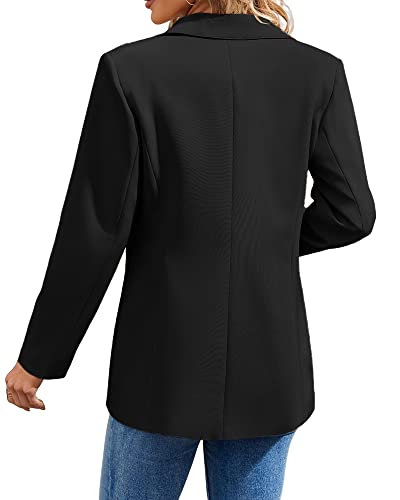Cnkwei Women's Black Open Front Blazer Jacket