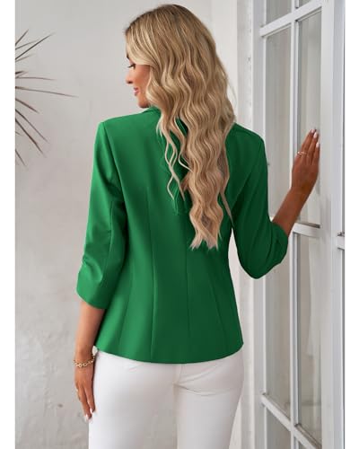 Women's Summer 3/4 Sleeve Blazer Jacket - Green
