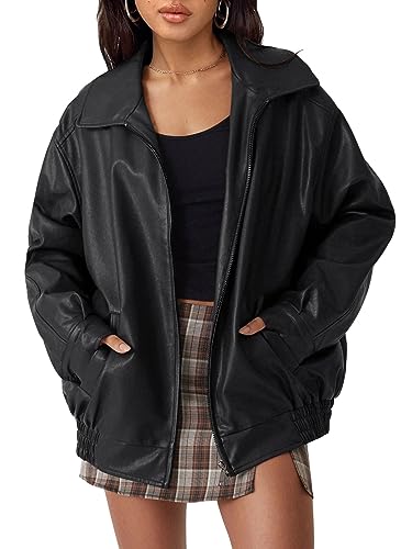 Womens Oversized Faux Suede Leather Motorcycle Jacket