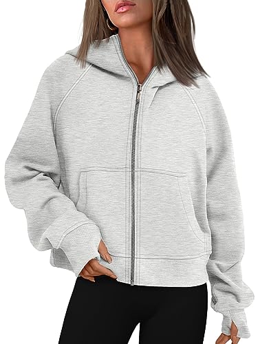 AUTOMET Women's Oversized Zip Up Fleece Hoodie