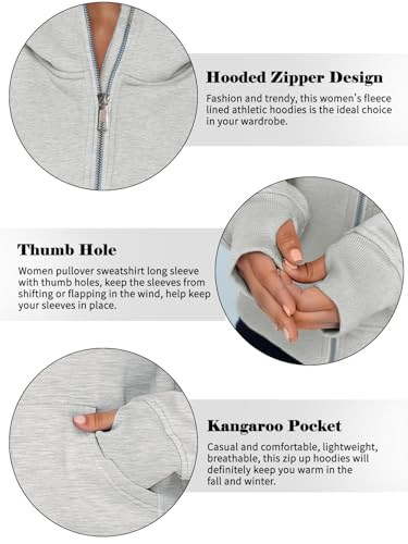 AUTOMET Women's Oversized Zip Up Fleece Hoodie