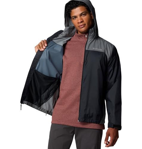Columbia Men's Glennaker Lake II Rain Jacket, Black/City Grey, Large