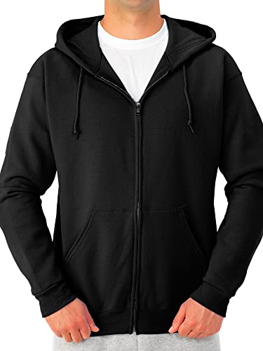 Men's Black Full Zip Fleece Sweatshirt Hoodie