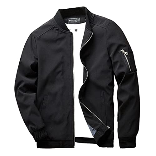 Men's Slim Fit Lightweight Black Bomber Jacket