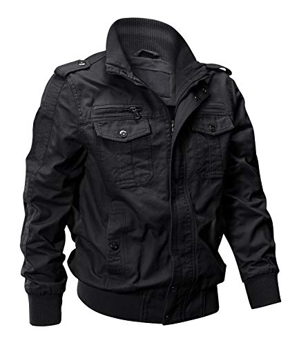 Men's Tactical Black Utility Winter Windbreaker Jacket