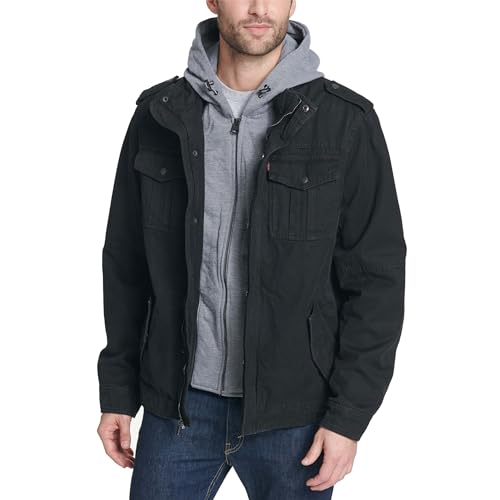 Levi's Men's Black Cotton Military Jacket