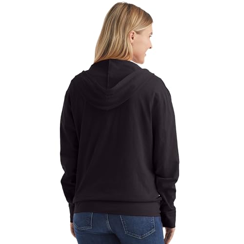 Hanes Women's Black Textured Full-Zip Hoodie