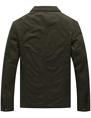 WenVen Men's Tactical Canvas Military Jacket Army Green