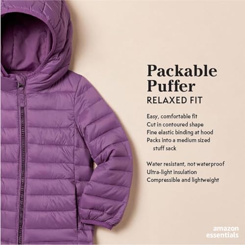 Girls' Lightweight Water-Resistant Packable Puffer Jacket - Pink