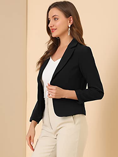 Allegra K Women's Lightweight Black Crop Blazer